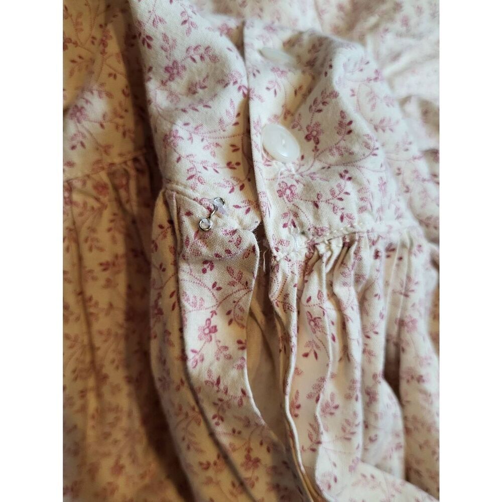 Vintage Prairie Dress Women's Small Pink Floral Print Lace Trim Long Cottage - Picture 12 of 12